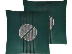 Set di 2 cuscini CEROPEGIA Velluto 45 x 45 cm Verde smeraldo Trama geometrica