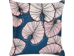 Set di 2 cuscini CHRYSANTHEMUM Velluto 45 x 45 cm Blu scuro Trama di piante