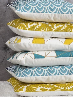 Set di 2 cuscini CLARKIA Cotone 45 x 45 cm Blu Trama geometrica