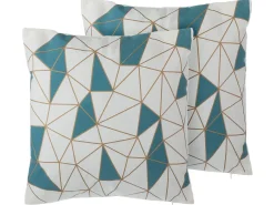 Set di 2 cuscini CLARKIA Cotone 45 x 45 cm Blu Trama geometrica