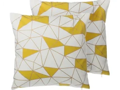 Set di 2 cuscini CLARKIA Cotone 45 x 45 cm Giallo Trama geometrica