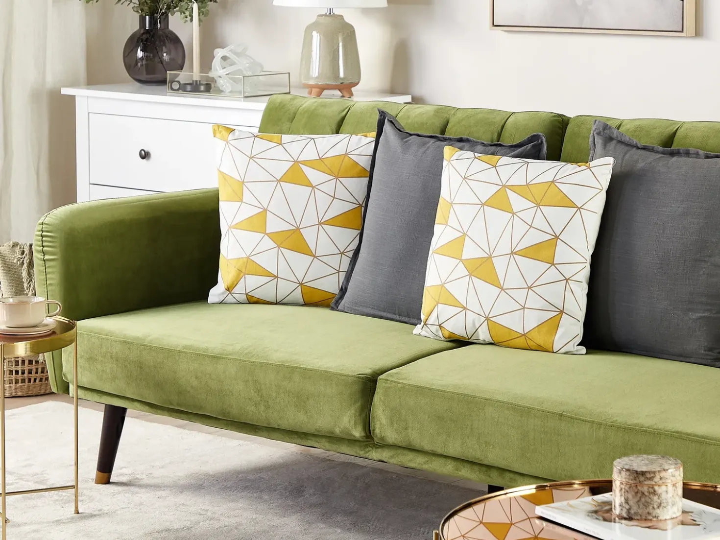 Set di 2 cuscini CLARKIA Cotone 45 x 45 cm Giallo Trama geometrica