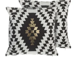 Set di 2 cuscini COLEUS Cotone 45 x 45 cm Nero Trama geometrica