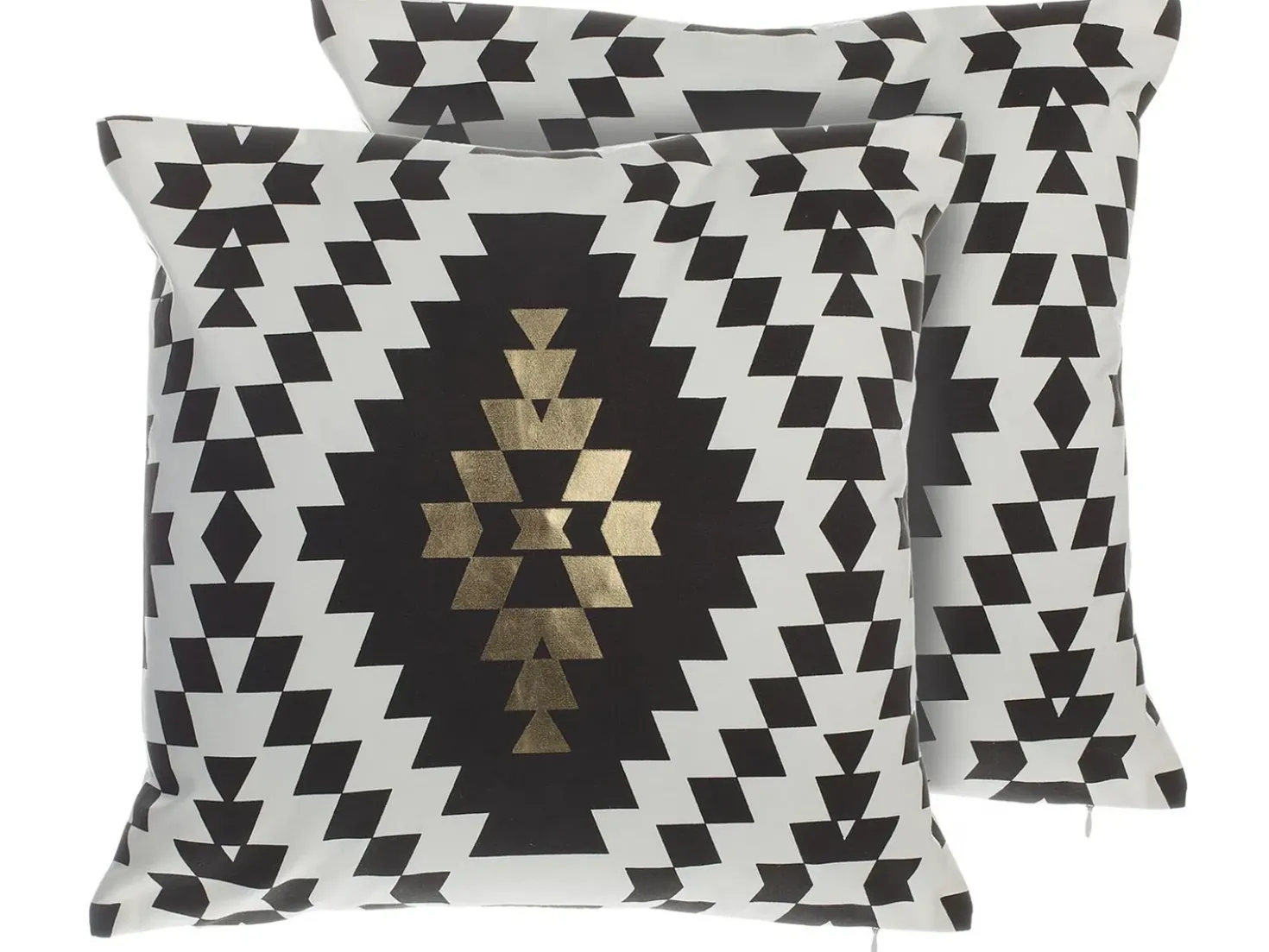 Set di 2 cuscini COLEUS Cotone 45 x 45 cm Nero Trama geometrica