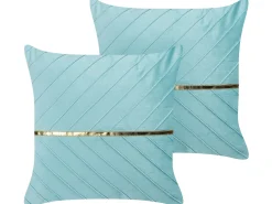 Set di 2 cuscini CONEFLOWER 45 x 45 cm Azzurro A strisce