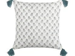 Set di 2 cuscini CORNUS Cotone 45 x 45 cm Blu Trama floreale
