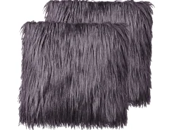 Set di 2 cuscini COROKIA Finta pelliccia 45 x 45 cm Grigio scuro Tinta unita