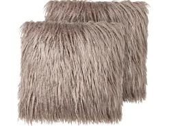 Set di 2 cuscini COROKIA Finta pelliccia 45 x 45 cm Beige Tinta unita