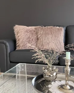 Set di 2 cuscini COROKIA Finta pelliccia 45 x 45 cm Beige Tinta unita