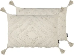 Set di 2 cuscini CRATAEGUS Cotone 40 x 60 cm Beige chiaro Trama geometrica