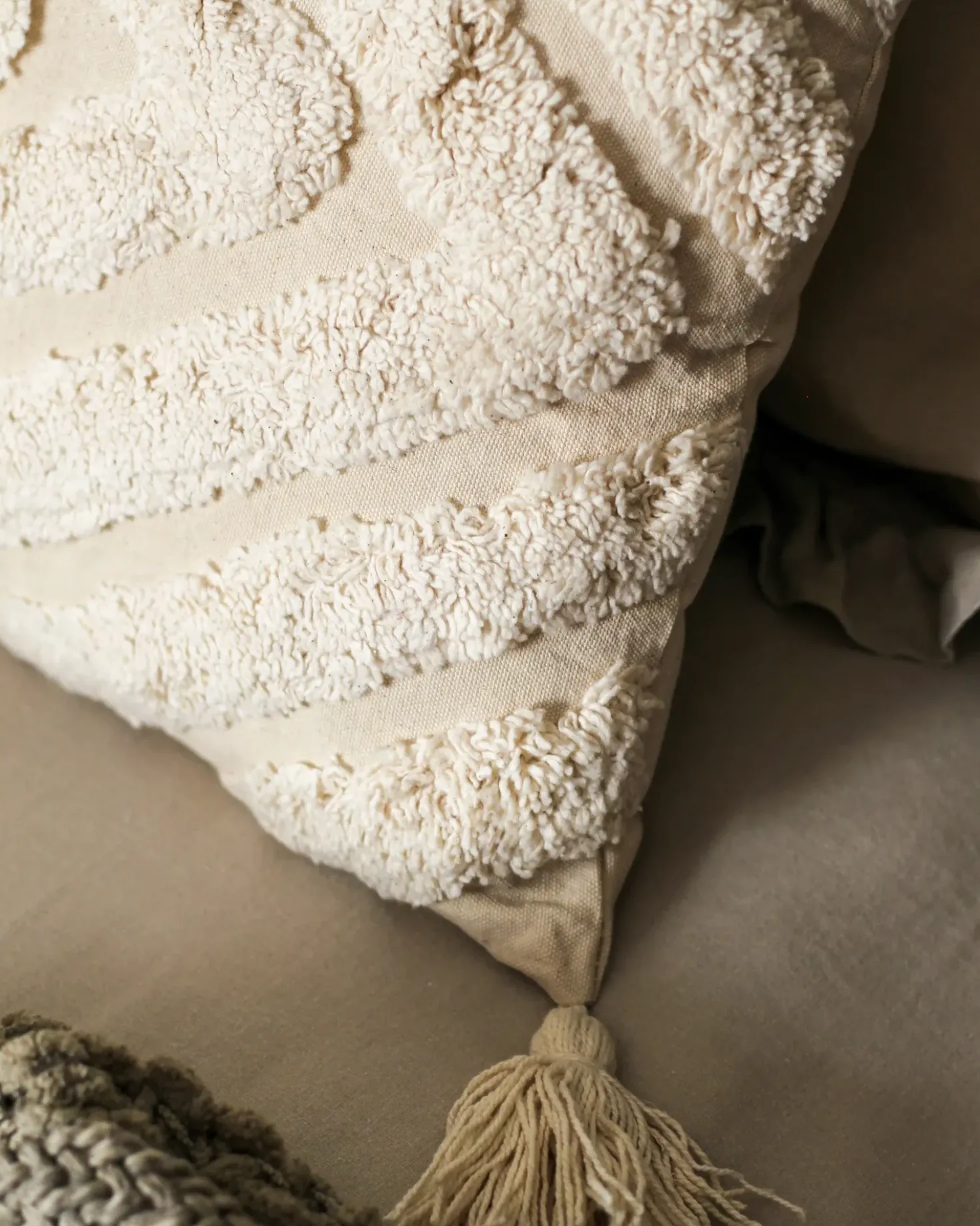 Set di 2 cuscini CRATAEGUS Cotone 40 x 60 cm Beige chiaro Trama geometrica