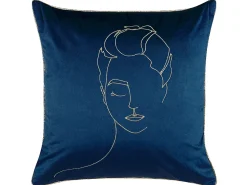Set di 2 cuscini CROCUS Velluto 45 x 45 cm Blu scuro Trama astratta