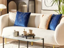 Set di 2 cuscini CROCUS Velluto 45 x 45 cm Blu scuro Trama astratta