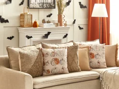 Set di 2 cuscini CUCURBITA Velluto 45 x 45 cm Beige Trama di piante