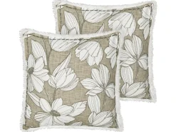 Set di 2 cuscini CYANOTIS Cotone 45 x 45 cm Verde Trama floreale