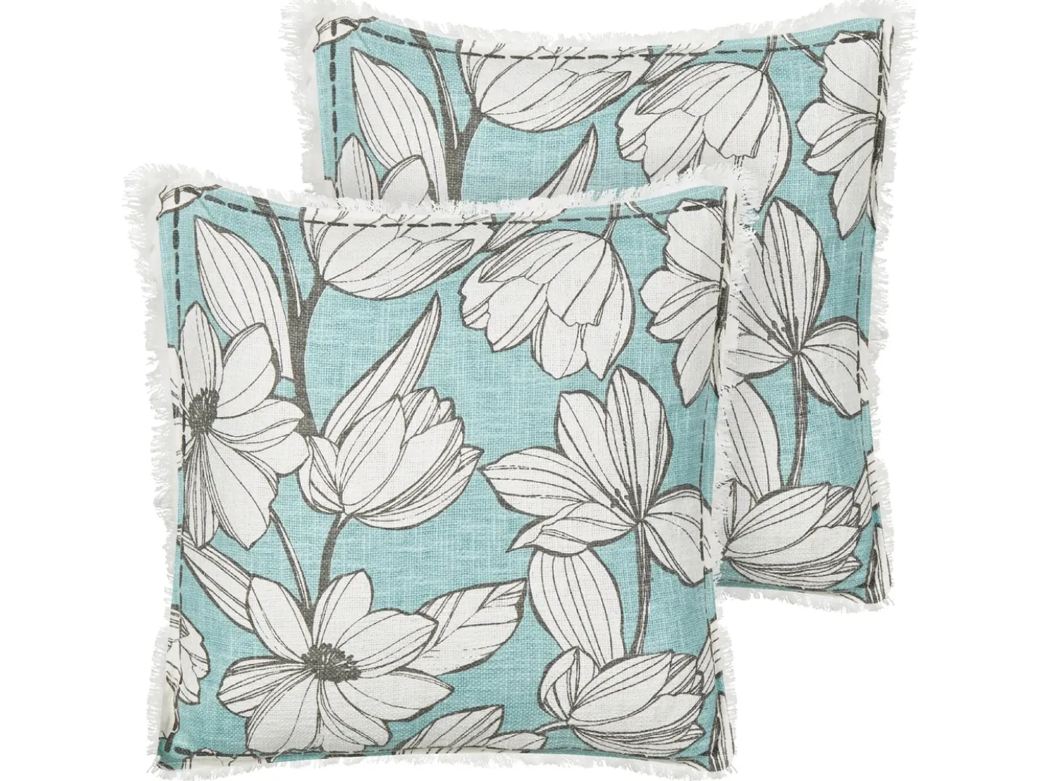Set di 2 cuscini CYANOTIS Cotone 45 x 45 cm Azzurro Trama floreale