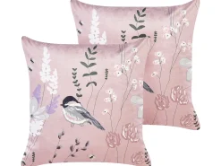 Set di 2 cuscini CYCLAMEN Velluto 45 x 45 cm Rosa pastello Trama floreale