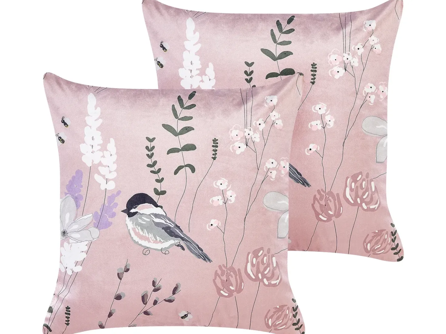 Set di 2 cuscini CYCLAMEN Velluto 45 x 45 cm Rosa pastello Trama floreale