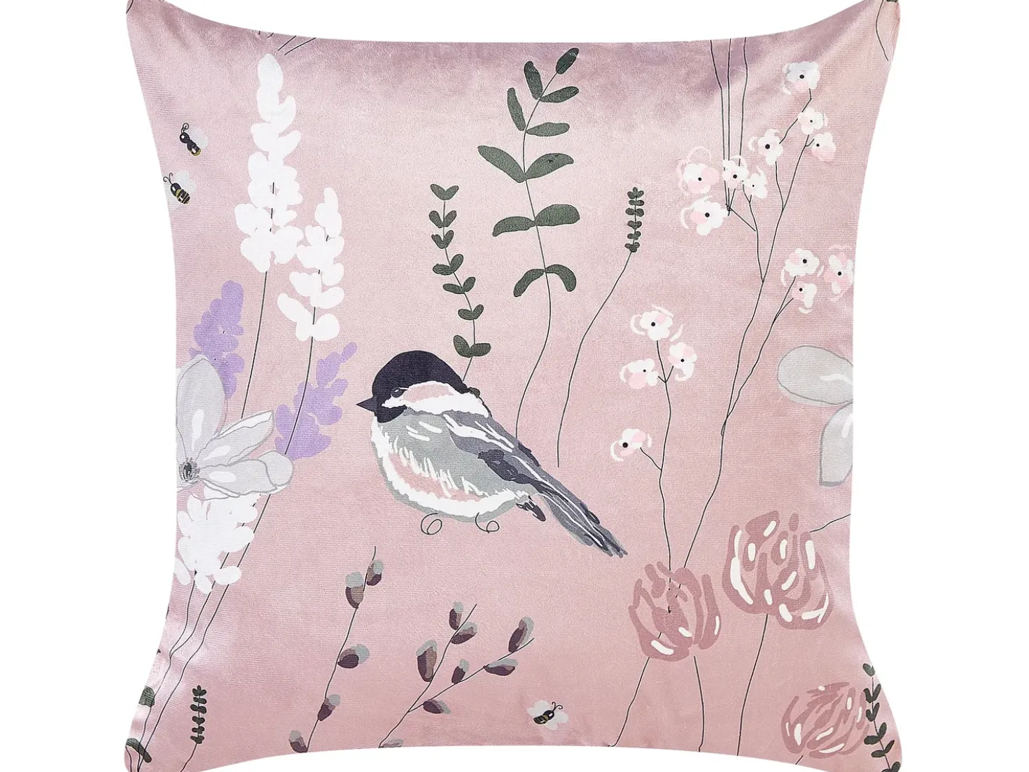 Set di 2 cuscini CYCLAMEN Velluto 45 x 45 cm Rosa pastello Trama floreale
