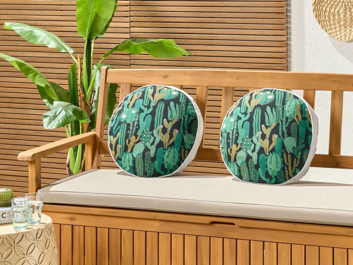 Set di 2 cuscini da esterno BUSSANA Trama di piante 40 x 40 cm Verde