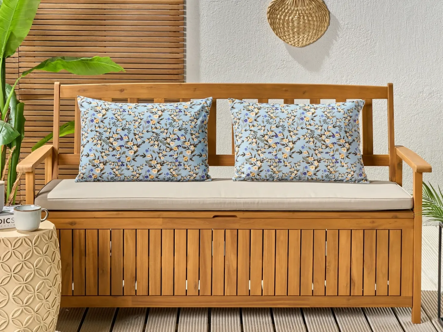 Set di 2 cuscini da esterno VALLORIA Trama floreale 40 x 60 cm Blu