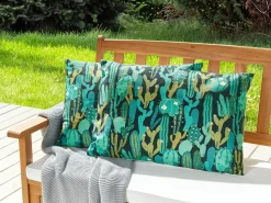 Set di 2 cuscini da esterno BUSSANA Trama di piante 40 x 60 cm Verde