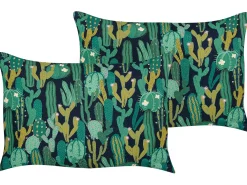 Set di 2 cuscini da esterno BUSSANA Trama di piante 40 x 60 cm Verde