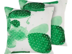Set di 2 cuscini da esterno OSTINA Trama di piante 45 x 45 cm Verde