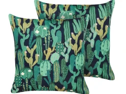 Set di 2 cuscini da esterno BUSSANA Trama di piante 45 x 45 cm Verde