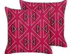 Set di 2 cuscini da esterno MEZZANO Trama geometrica 45 x 45 cm Rosa