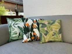 Set di 2 cuscini da esterno TSOTYLI Trama floreale 45 x 45 cm Verde