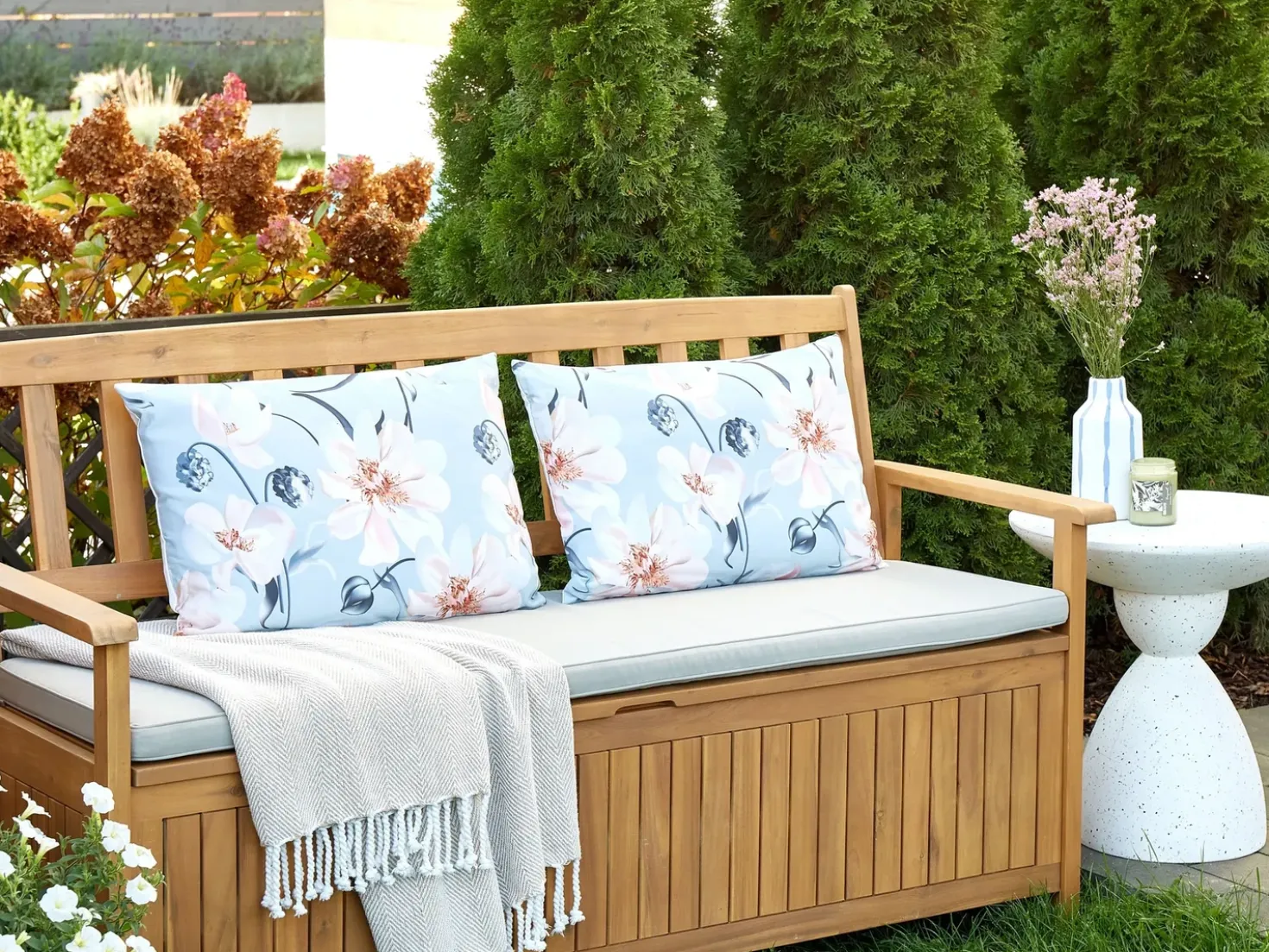 Set di 2 cuscini da esterno APRICALE Trama floreale 40 x 60 cm Blu