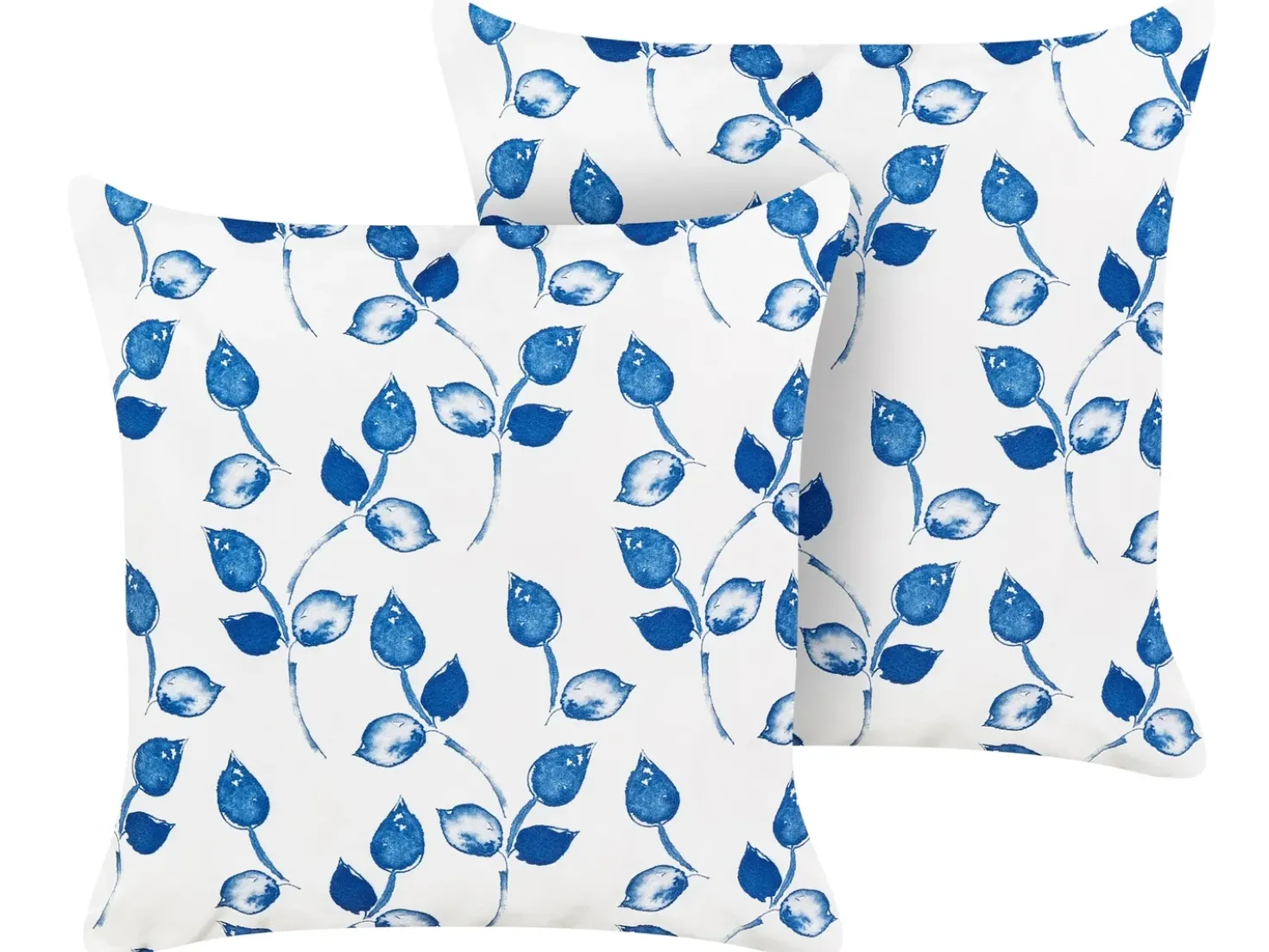 Set di 2 cuscini da esterno TORBORA Trama di piante 45 x 45 cm Bianco Blu