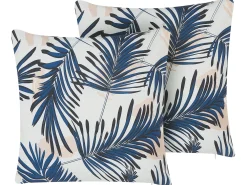 Set di 2 cuscini da esterno ELATI Trama di piante 45 x 45 cm Blu marino
