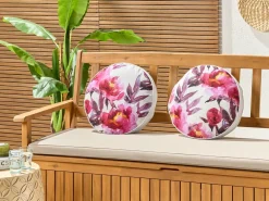 Set di 2 cuscini da esterno LANROSSO Trama floreale 40 x 40 cm Rosa