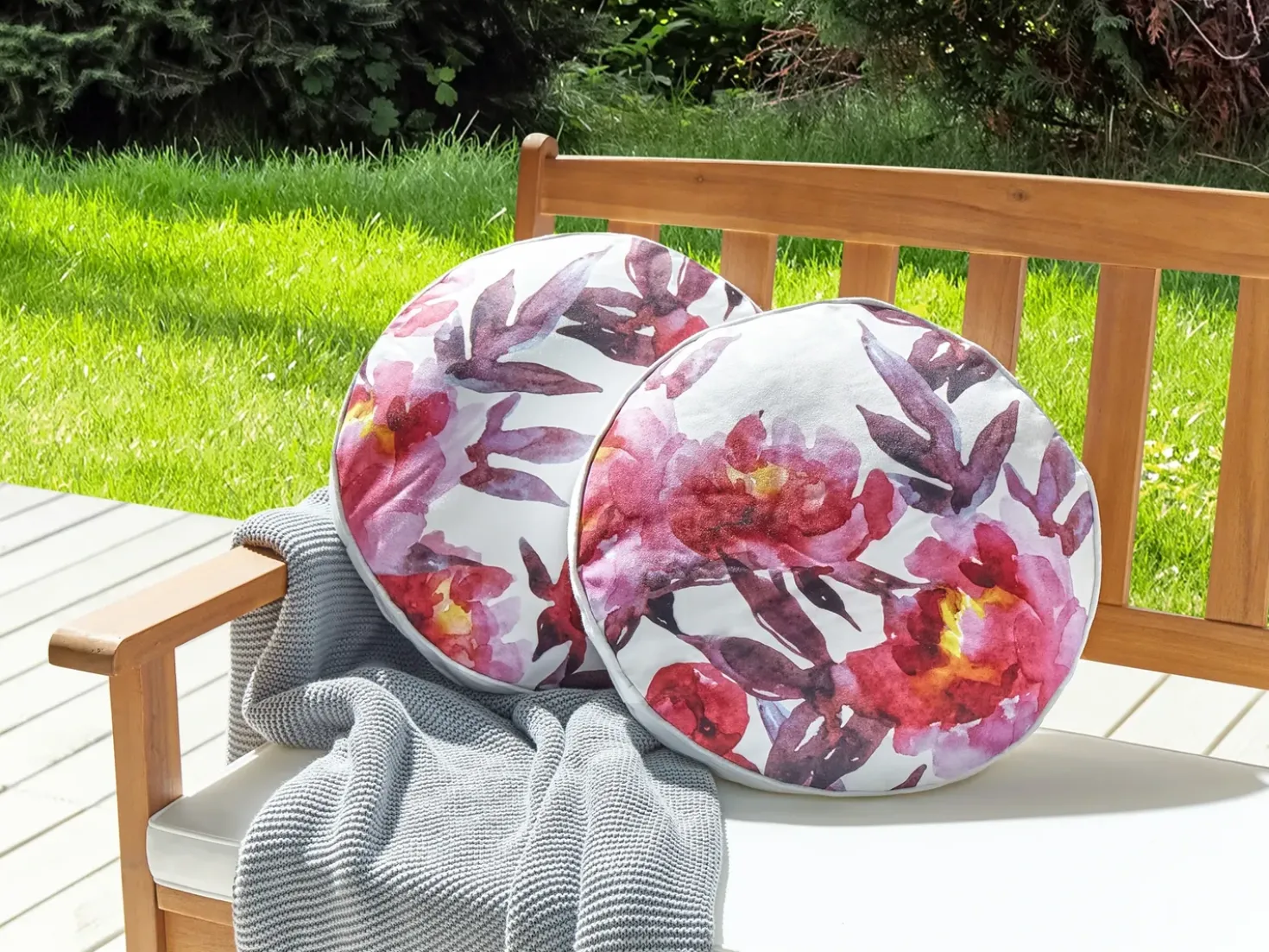 Set di 2 cuscini da esterno LANROSSO Trama floreale 40 x 40 cm Rosa