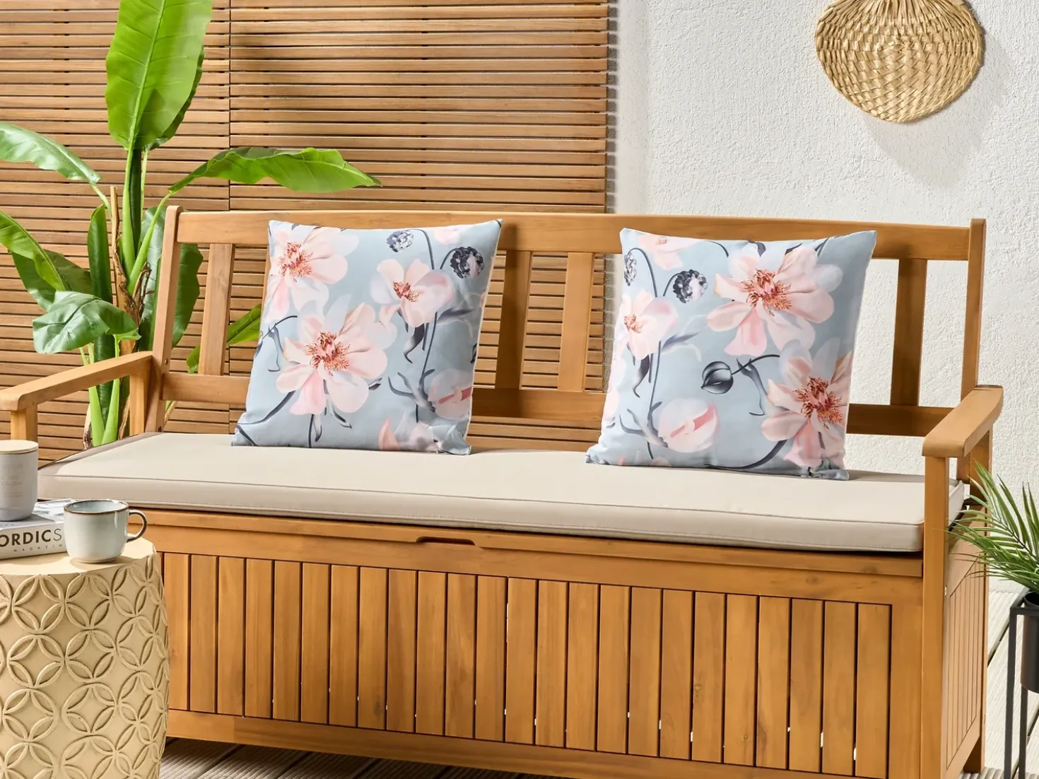 Set di 2 cuscini da esterno APRICALE Trama floreale 45 x 45 cm Blu