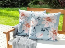 Set di 2 cuscini da esterno APRICALE Trama floreale 45 x 45 cm Blu