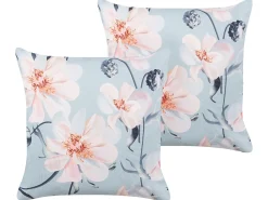 Set di 2 cuscini da esterno APRICALE Trama floreale 45 x 45 cm Blu