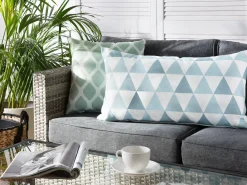 Set di 2 cuscini da esterno TRIFOS Trama geometrica 40 x 70 cm Blu