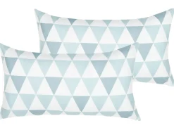 Set di 2 cuscini da esterno TRIFOS Trama geometrica 40 x 70 cm Blu