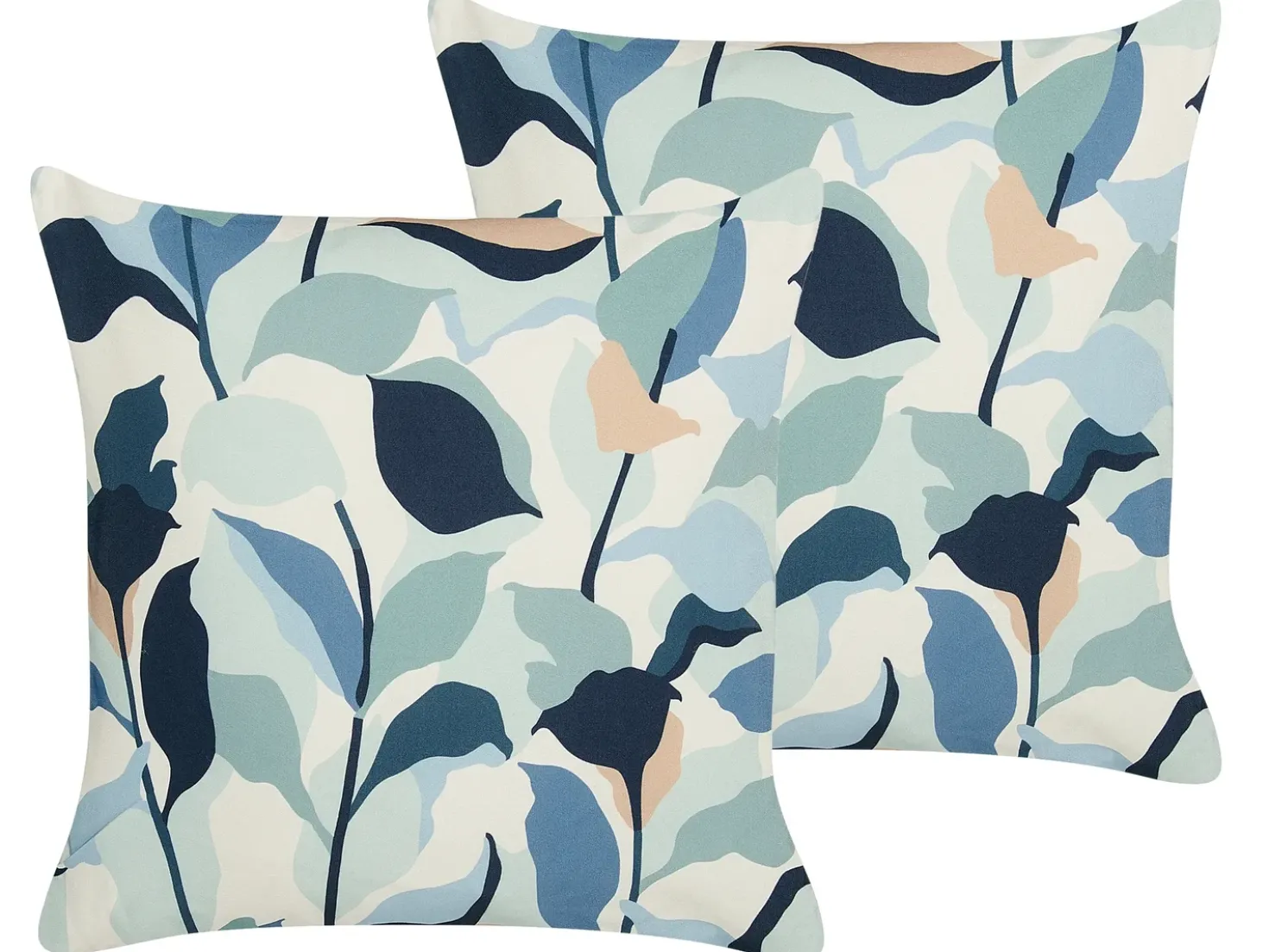 Set di 2 cuscini da esterno VEGLINO Trama di piante 45 x 45 cm Blu