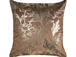 Set di 2 cuscini DAFFODIL Velluto 45 x 45 cm Marrone Trama floreale