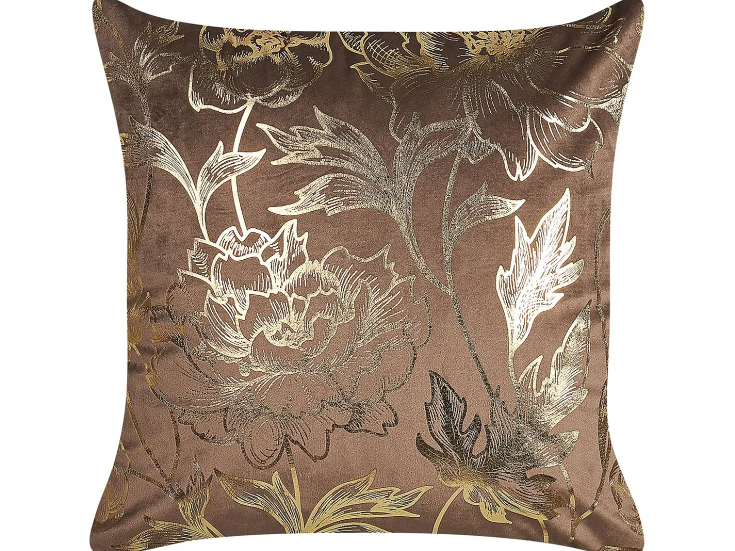Set di 2 cuscini DAFFODIL Velluto 45 x 45 cm Marrone Trama floreale