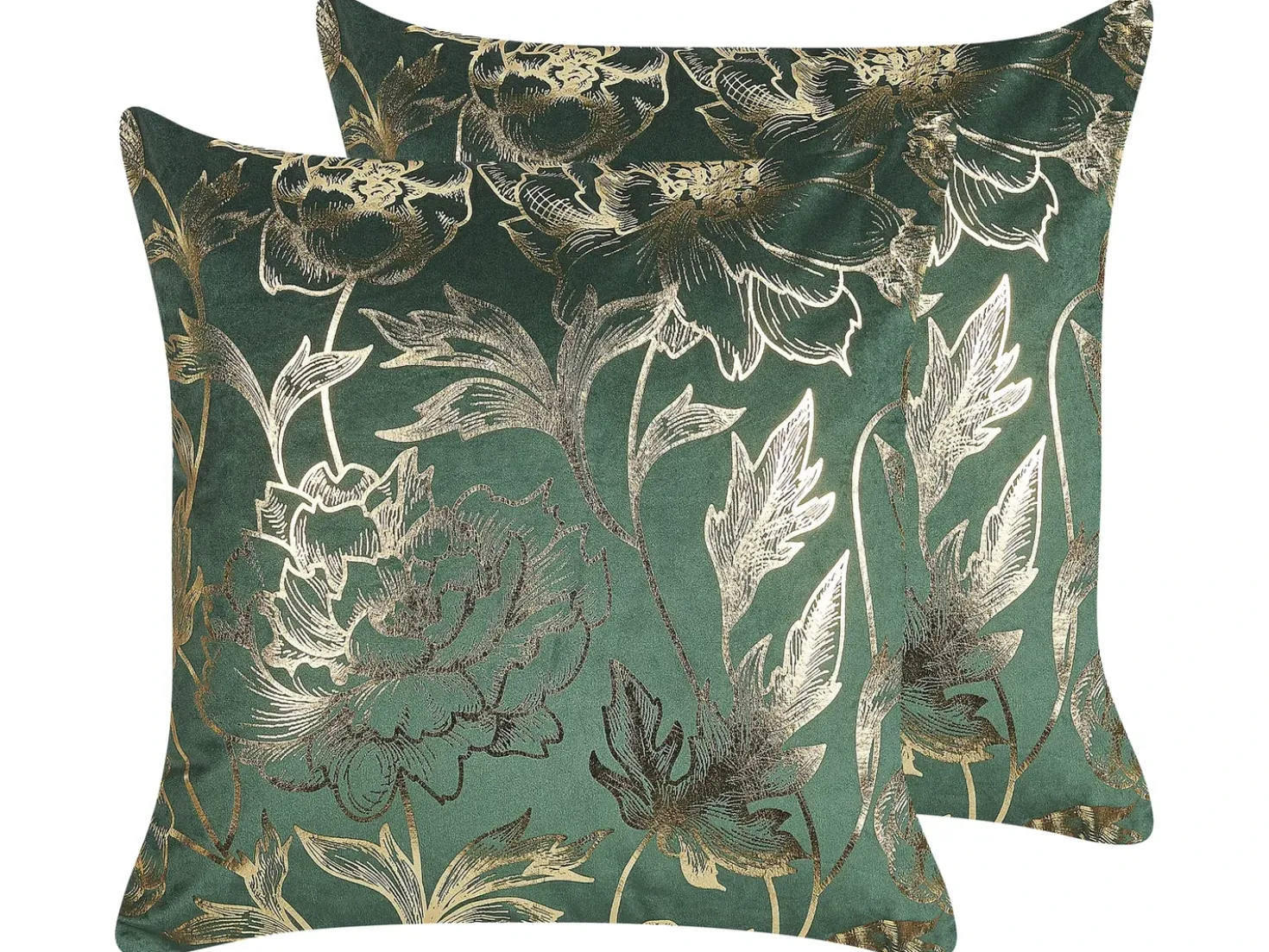 Set di 2 cuscini DAFFODIL Velluto 45 x 45 cm Verde smeraldo Trama floreale