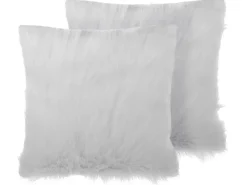 Set di 2 cuscini DAISY Finta pelliccia 45 x 45 cm Beige chiaro Tinta unita