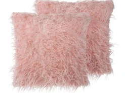 Set di 2 cuscini DAISY Finta pelliccia 45 x 45 cm Rosa Tinta unita