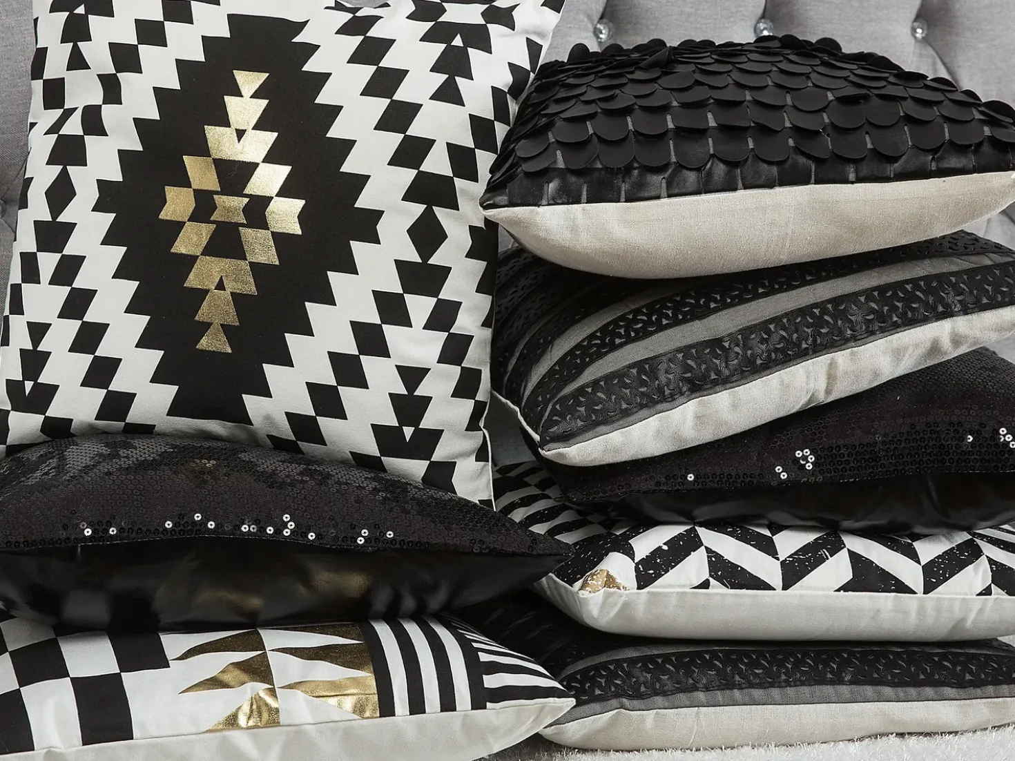 Set di 2 cuscini DALIA Cotone 45 x 45 cm Nero Trama geometrica