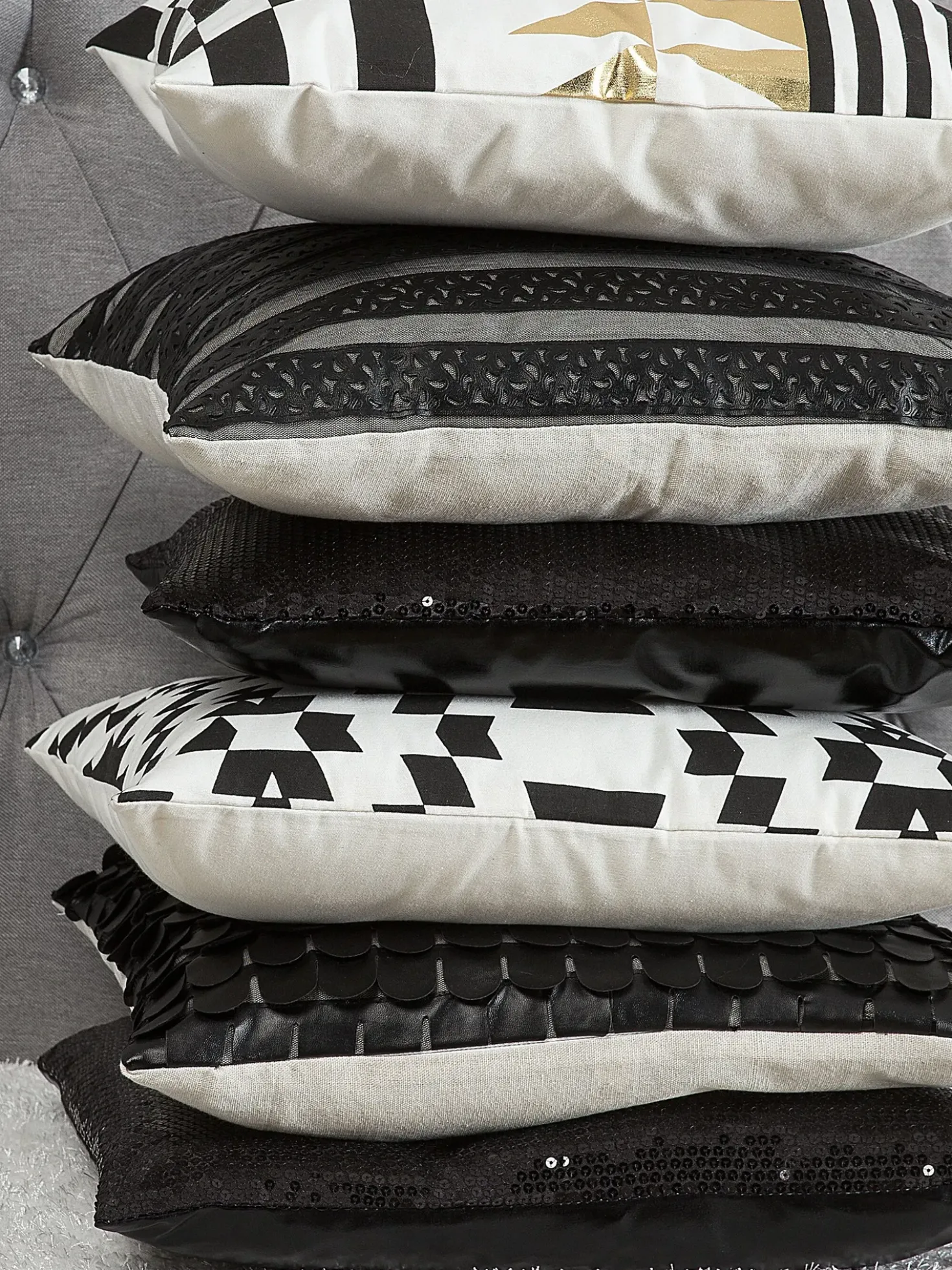 Set di 2 cuscini DALIA Cotone 45 x 45 cm Nero Trama geometrica