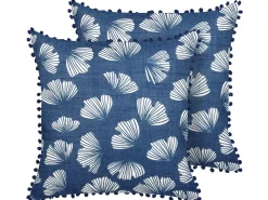 Set di 2 cuscini DANDELION 45 x 45 cm Blu scuro Trama di piante